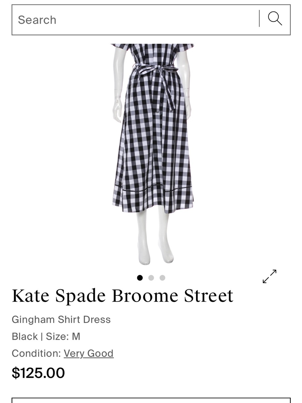 kate spade Black and White Gingham Midi Shirt Dress